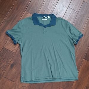 Calvin Klein The Liquid Touch Polo with Dark Teal & Green Stripes size XL